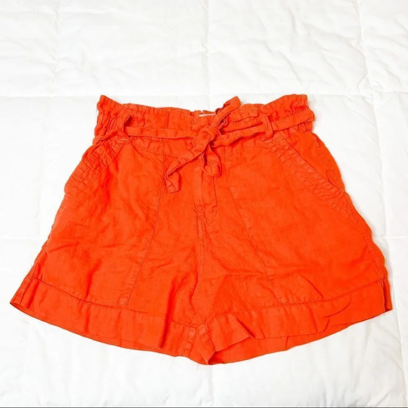 Joie Daynna Orange Paper Bag Shorts in Papaya - Picture 3 of 9